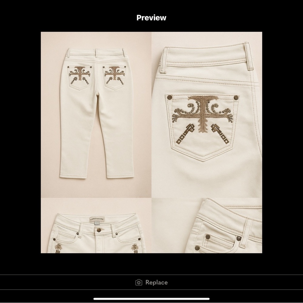 Apollo Jeans Missy White Jeans w/ Embellished Pockets — Size 9